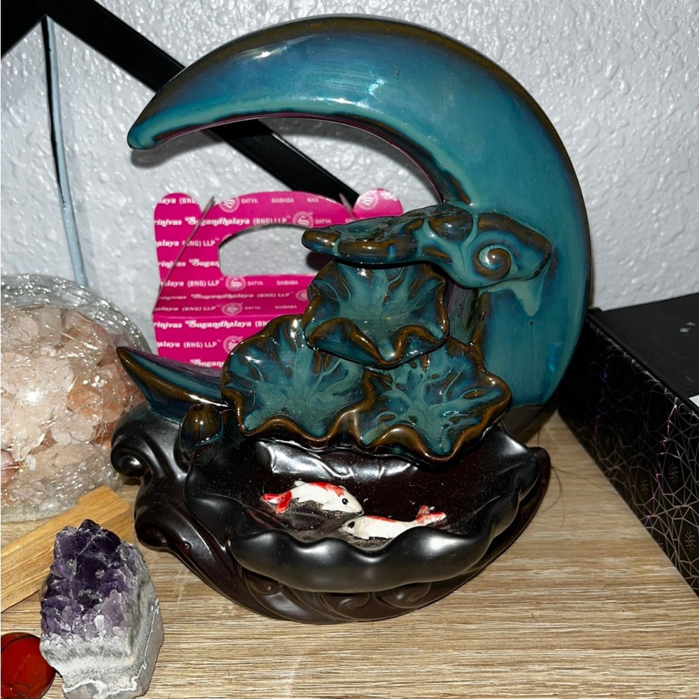 Large Waterfall koi fish incense burner
